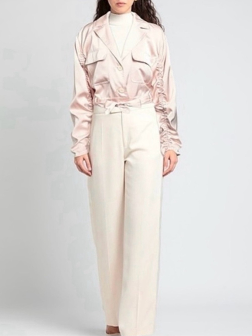 OW Collection Vegas Dusty Rose Satin Cropped Jacket NWT XS